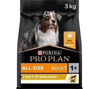PURINA PRO PLAN Adult Light / Sterilized - Crocchette Cane Adulto Sterilizzato Tutte le Taglie con Pollo. 4 Confezioni da 3 kg