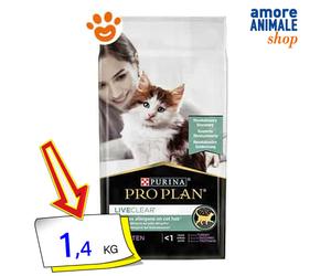 Purina Pro Plan Cat Live Clear Kitten con Tacchino Cibo Secco Gatti 1,4 Kg