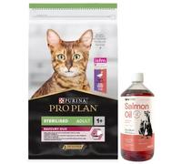 PURINA Pro Plan Cat Sterilised Duck & Liver 10 kg & LAB V Olio di Salmone per cani e gatti 1000ml