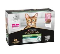 Purina Pro Plan Cibo umido per gatti sterilizzato salmone e tonno, 8 confezioni da 12 lattine da 85 g