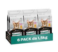Purina Pro Plan Renal Plus Crocchette Gatti Adulti Ricco in Pollo, 6 Confezioni da 1,5 kg