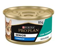 Purina Pro Plan Senior 7+ Longevis Umido Gatti Mousse Tonno 85 g - 85 gr - Confezione da 24 pezzi - Cibo umido per gatti - 1° ORDINE? scegli lo sconto BZR5 / BZR20 + 200 punti fedeltà