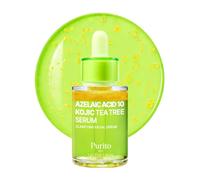 PURITO Acido Azelaico 10 Siero al Tè dell'albero Kojic e Tea Tree, Siero Coreano per il Viso per Imperfezioni, Pelle Inclinata all'Acne, Macchie, Cura dei Pori e Tono Uniforme, Formula Tripla Attiva