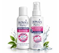 Purity Set Igiene Mani Spray, Detergente 100ml + Igienizzante Mani 80ml, 70% Alcol, Azione Rapida, Formato Viaggio, Liquido