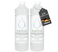PURIVITA® Alcol Isopropilico 99,9% Detergente Sgrassante, 2x1L | Sgrassante e solvente per elettronica, display e stampanti 3D - evapora senza residui e non conduce corrente