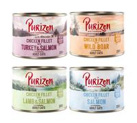 Purizon Adult 6 x 200 g Alimento umido senza cereali per gatti - Mix: 2x Salmone, 2x Cinghiale, 1x Agnello & Salmone, 1x Salmone & Tacchino