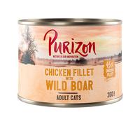 Prezzo speciale! 6 x 200 / 400 g Purizon Adult per gatti - 6 x 200 g Filetto di Pollo con Cinghiale