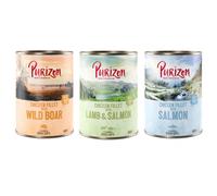 Purizon Alimento umido per gatti Adulto senza cereali – Mix Salmone, Agnello e Cinghiale – 12x400 g
