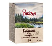 Purizon Adult umido senza cereali per gatti – Mix 4x Salmone, 4x Agnello, 4x Cinghiale – 12x70 g