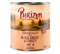 Purizon Adult 12 x 800 g Alimento umido per cani - Black-Angus & Tacchino con patate dolci e mirtilli rossi