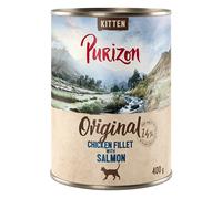 Purizon Kitten 6 x 400 g - senza cereali Umido per gatto - Filetto di pollo con salmone
