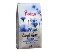 10 kg + 2 kg gratis! 12 kg Purizon Crocchette senza cereali per cane - Single Meat Adult Salmone, spinaci e fiori di fiordaliso