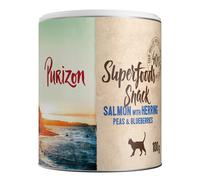 Purizon Superfood Snack per gatto - Set %: 3 x 100 g Salmone con aringa, piselli e mirtilli neri