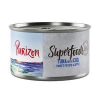 Purizon Superfoods 12 x 140 g Umido per cane - Tonno con Merluzzo, Patata dolce e Mela