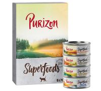 Purizon Superfoods 6 x 70 g - Mix: 2x Pollo, 2x Tonno, 1x Cinghiale, 1x Selvaggina