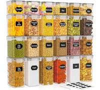 PurKeep Set di 24 contenitori per alimenti|Contenitori salvaspazio|contenitore pasta dispensa,farina contenitore cereali,contenitore crocchette cane, contenitori zucchero sale caffe