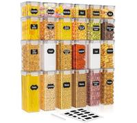 PurKeep Set di 24 contenitori per alimenti|Contenitori salvaspazio|contenitore pasta dispensa,farina contenitore cereali,contenitore crocchette cane, contenitori zucchero sale caffe