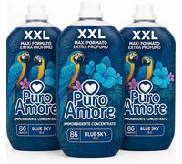 PURO AMORE Ammorbidente Concentrato Blue Sky XXL, Extra Profumo, 3x86 Lavaggi
