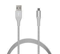 Puro CMICROFABRIC2SIL Cavo in Tessuto e Connettore in Alluminio per Dispositivi Micro USB, 2.4A, 1 m, Argento