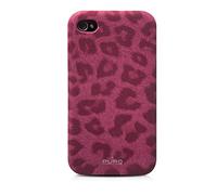 Puro cover Iphone 4 / 4S flip verticale Leopard custodia con effetto soft touch motivo leopardato pink / rosa