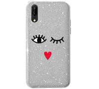 Puro EYES Cover Glitterata Custodia Hard-Case Argento Per Huawei P20 5,8"