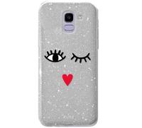 Puro Eyes Glitzer Cover Custodia Hard-Case Tasche Per Samsung Galaxy J6 2018