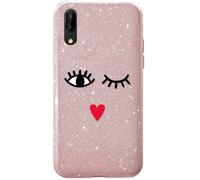 Puro Eyes Glitzer Cover Protezione Hard-Case Borsa Rosa Per Huawei P20 5,8"