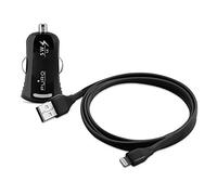 Puro MCHUSBAPLT1BLK Mini Caricabatteria Auto 1A, 1 USB con Cavo Piatto Lightning 1M, Nero