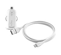 Puro MCHUSBAPLT1WHI Mini Caricabatteria Auto 1A, 1 USB con Cavo Piatto Lightning 1M, Bianco
