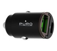PURO, Mini caricabatteria da auto doppio USB AC PD 30W Power Delivery, Nero