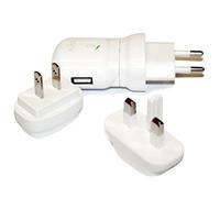 Puro MTCUSBUNIWHI Mini Caricabatteria da Viaggio USB con Plug Intercambiabili, Bianco