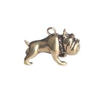Puro Ottone Carino Cartoon Cane Portachiavi Pendenti Vintage Metallo Rame Animale Bulldog Francese Carlino Figurine Portachiavi Appeso Gioielli, rame., 4.8 x 3.5 cm