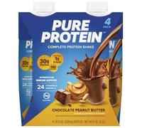 Puro Proteico Frullato, Bevanda Proteica a Basso Contenuto di Zuccheri con Vitamine e Minerali, Senza Glutine, Cioccolato e Burro d’Arachidi, Confezione da 4 (325 ml)