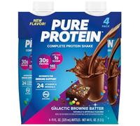 Puro Proteico Frullato, Bevanda Proteica a Basso Contenuto di Zuccheri con Vitamine e Minerali, Senza Glutine, Brownie Galattico, Confezione da 4 (325 ml)
