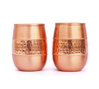 Puro rame (99,74%) Tumbler Set di due 350 ml martellati (11,8 once fluida USA) Capacità | Traveller's Copper Glass per servire acqua