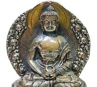 Puro rame sakyamuni Buddha statue scultura di ottone statuette statuette zen figurina moderna decorazione per la casa ufficio fortunato feng shui decorazione artigianato ornamenti collezione artistica