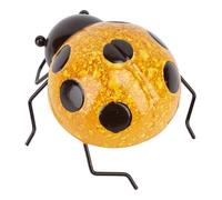 Purokise Metal Ladybird adorable a mano Ladybird de hierro de hierro escultura Arte de pared Decoración del jardín para aceras del patio Decoraciones del hogar (Amarillo)