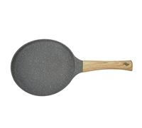 Purokise Padella per Crepes Antiaderente, Testo Romagnolo Alluminio per Piadina e Pancake, Piastra Induzione Manico Isolante, Padella Bassa per Omelette e Roti (24 cm)