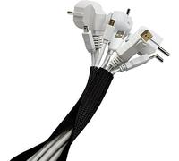Purovi Home Organizador de cables - Sujeta cables y sistema cubre cables; recoge cables para ordenador de mesa para oficina y hogar, color negro