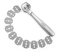 Purovi® TAGLIACALLI per Rimuovere Calli e DURONI | Acciaio Inox | 10 lamette di Ricambio Incluse | Pedicure Facile e Veloce