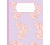 Purple Aesthetic Floral Wide Ruled Composition Notebook: Cute School College Subject Writing Journal