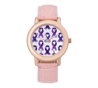 Purple Alzheimer Ribbon - Orologio da polso da donna, alla moda, facile da leggere, sottile, al quarzo, stile casual