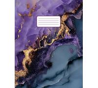 Purple and Gold Marble Notebook - 8.5 x 11 Elegant Journal Composition Notebook 100 Wide Ruled Pages