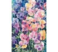 Purple and Pink Sweet Pea And Violas Flower Journal - Watercolor Art Theme