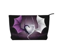Purple and Wirte Dragons - Borsa per il trucco in velluto a coste con chiusura a cerniera, multifunzione, 22 x 7 x 17 cm, per viaggi, campeggio, vacanze, fitness, Nero , Taglia unica
