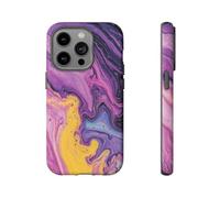 Purple and Yellow Abstract Fluid Art - Custodia rigida opaca compatibile con iPhone 14 Pro