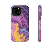 Purple and Yellow Abstract Fluid Art - Custodia rigida opaca compatibile con iPhone 14 Pro Max
