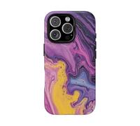 Purple and Yellow Abstract Fluid Art - Custodia rigida opaca compatibile con iPhone 16 Pro