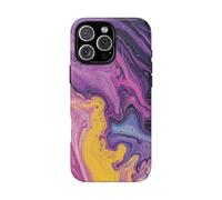 Purple and Yellow Abstract Fluid Art - Custodia rigida opaca compatibile con iPhone 16 Pro Max