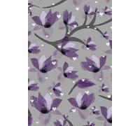 Purple Blossom Branches, Flowers and Hearts 50 Watermark Blank Page Notebook/Journal